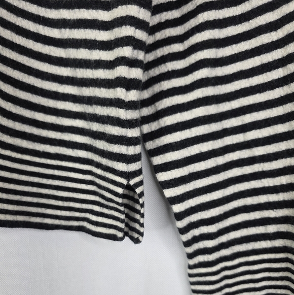 Madewell Merino Wool-Silk Blend Crewneck Sweater Black White Striped Top Size XL - Picture 6 of 15
